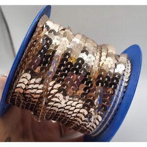 100 yards 6mm Diameter Flat Round Sequin Ribbon Sequins Champagne Pink